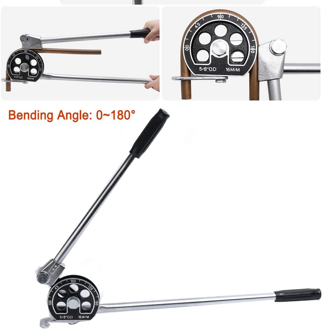 Tubing Bender ECUTEE 5/8 Heavy Duty Pipe Bender 180 Degrees Manual Tubing Bending for Metal Aluminum Copper Tubing
