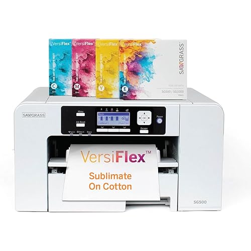 Sawgrass SG500 VersiFlex Sublimation Printer | Transfer to Cotton, Metal, Wood & Polyester | Anti-Clog Tech | Includes Soft-Touch Infusible Inks & 8.5x11 Transfer Paper
