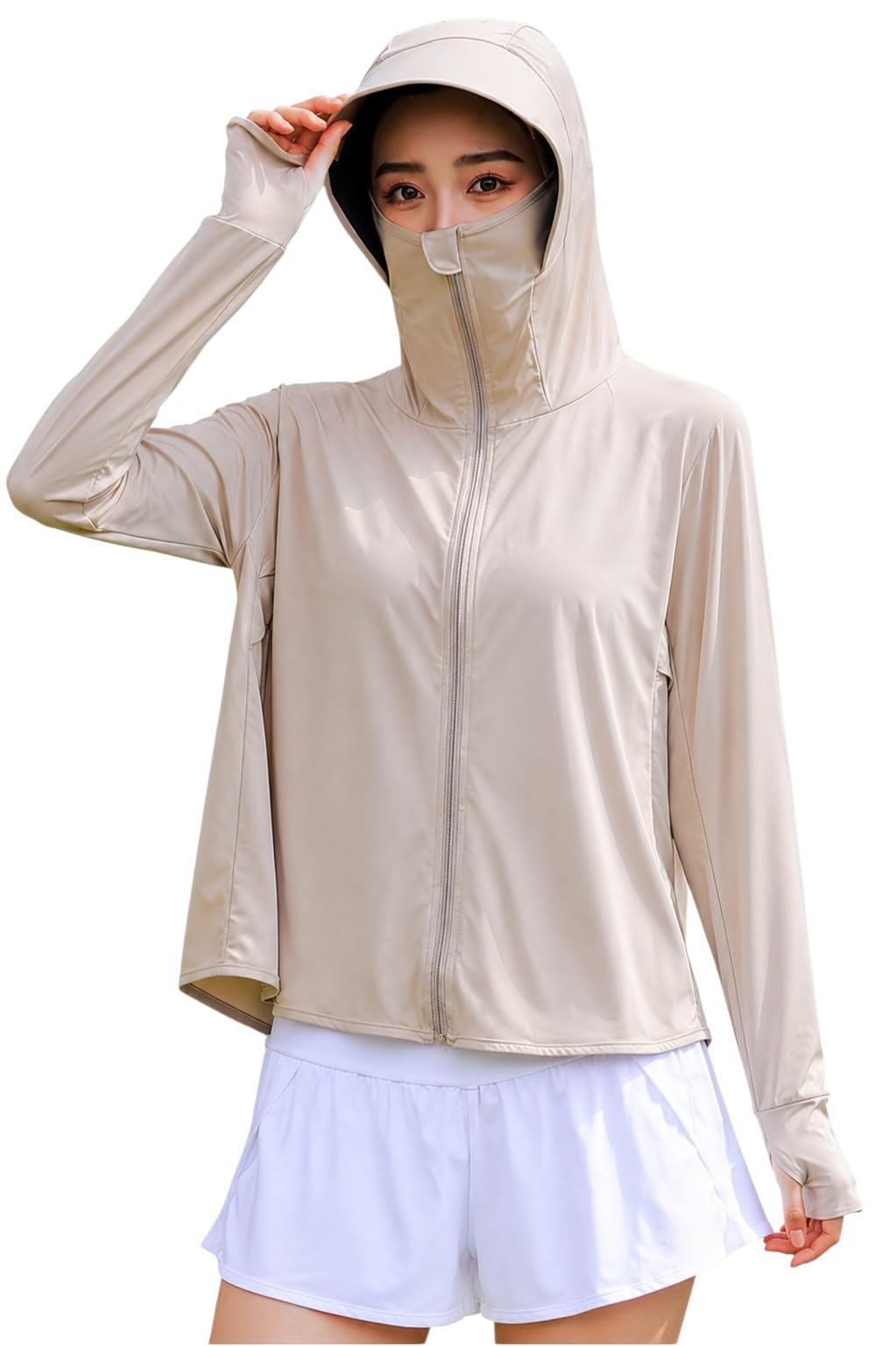 SPF 50+ Long Sleeve UV Sun Protection Clothing Jacket Hiking Sun Shirt Zip Up Hoodie with Pockets For Summer-picture-12