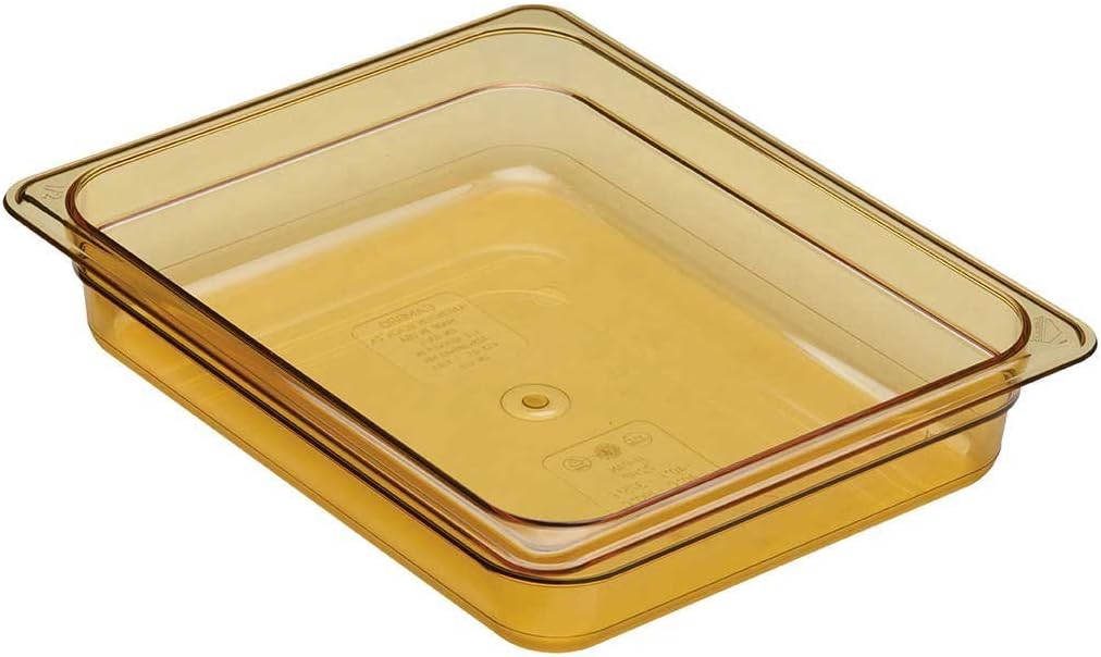 Cambro 22HP150 2 1/2" Deep H-Pan 1/2 Size Amber High Heat Food Pan