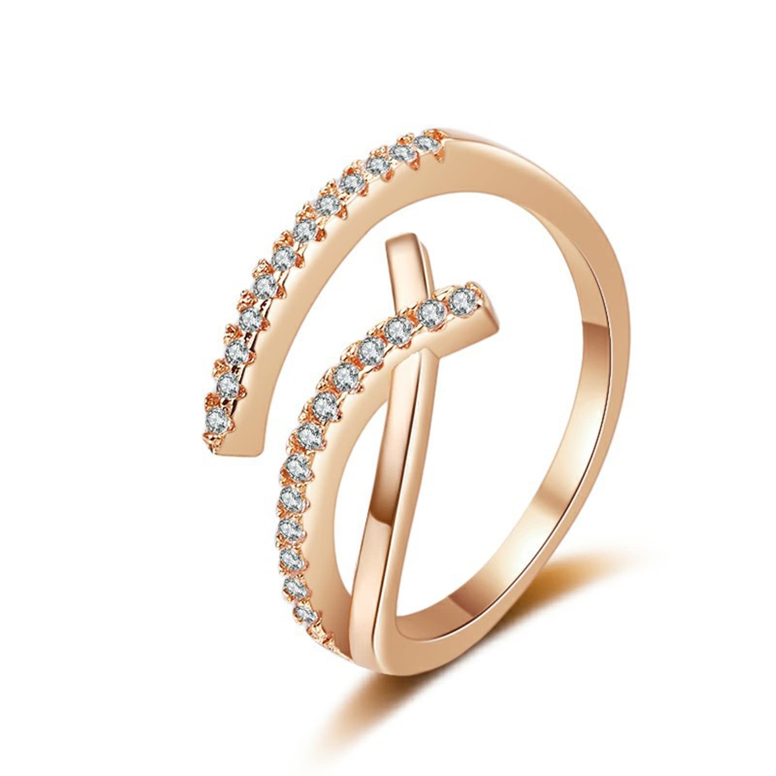 Anillos de aniversario para mujer, oro amarillo infinito, diamantes abiertos de laboratorio de 18 quilates, talla 4-11