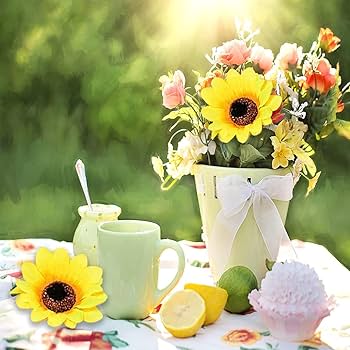 Amazon｜造花 造花 ひまわり 花の頭飾り 50個 ホーム人工
