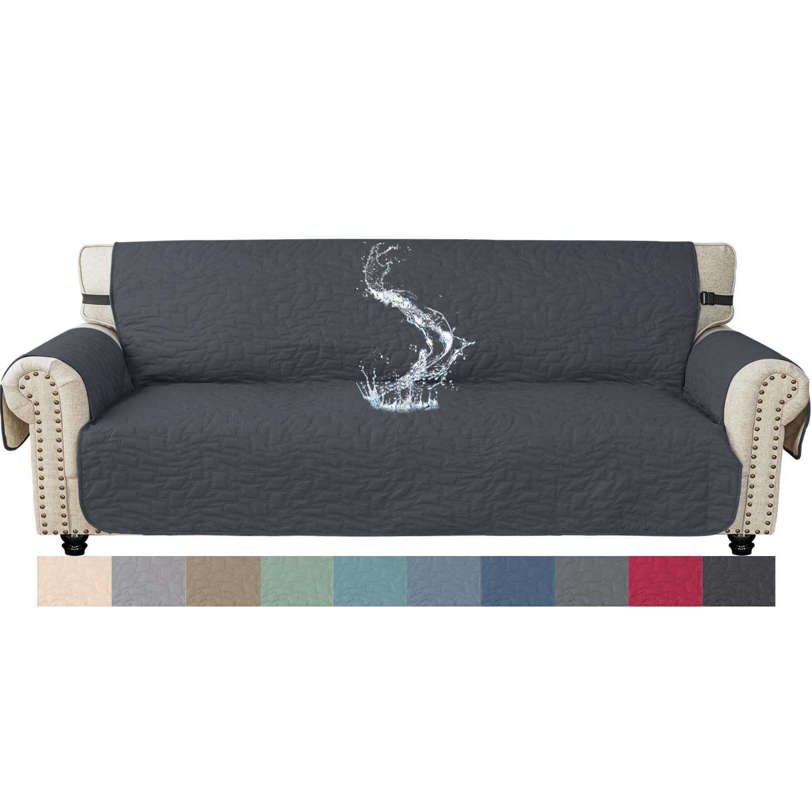 Ystyle Funda Sofa 4 Plazas, Protector Sofa Impermeable, Antimanchas Cubre Sofa Acolchado Verano, Fundas para Sofa AntiarañAzos Gatos Perros, Fundas Sofa Antipelos Mascotas, Gris Oscuro Global Recycled Standard Global Recycled Standard Global Recycled Standard