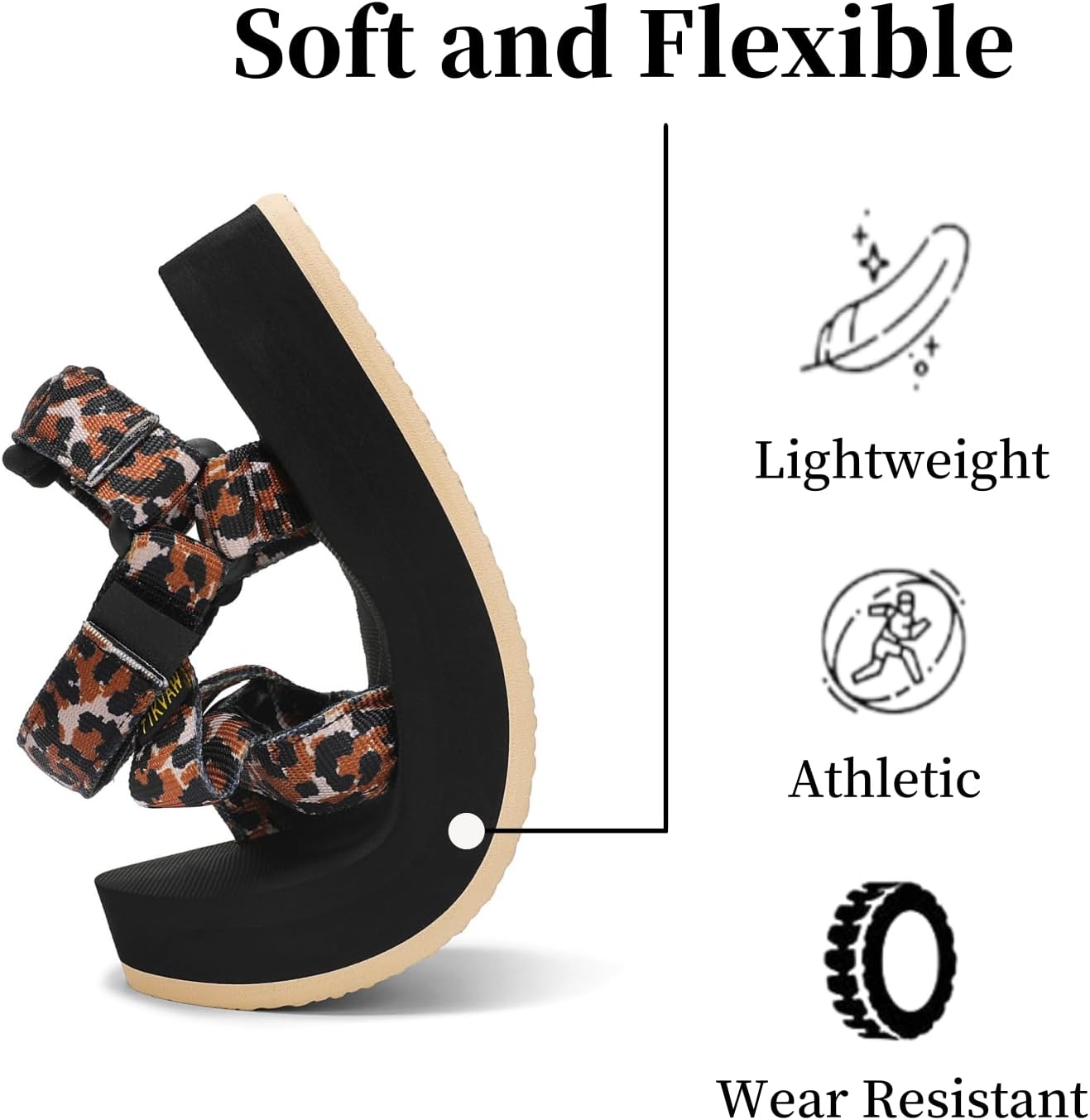 Sport Walking Water Sandals for Women with Arch Support & Adjustable Straps Platform Sandals Women Height Increase - Image 5
