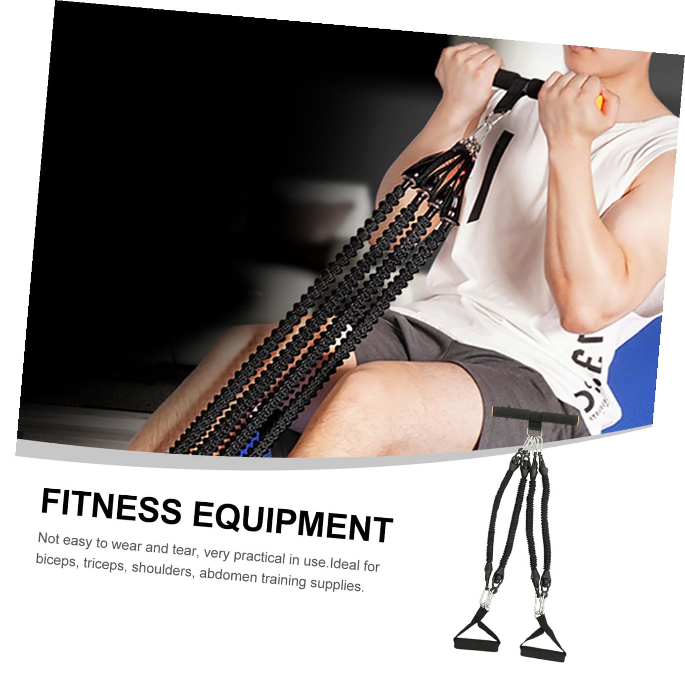 Corda Elastica Fitness Pedale Nero in Pte e Schiuma per Allenamento Muscolare e Resistenza per Bicipiti e Spalle in Casa