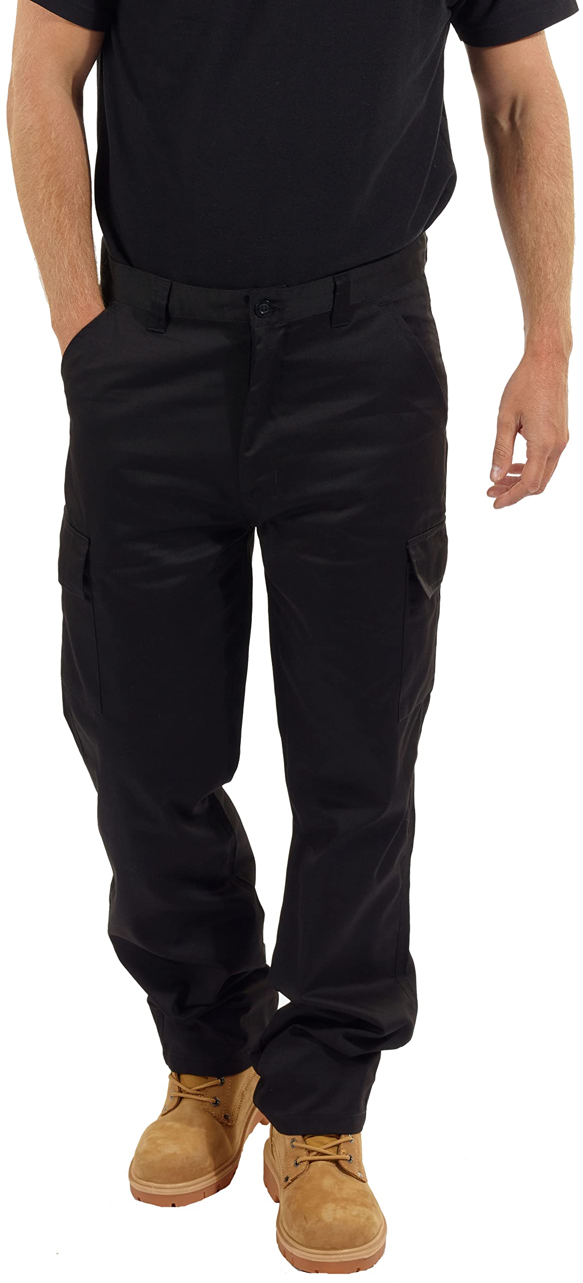Black Multi Pocket Combat Men's Work Trousers - Mens Work Pants Size 30 to 42 - Black & Navy Work Trousers, 3 Leg Sizes