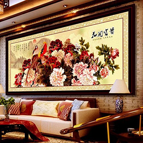 Point de croix style chinois fleur et oiseau pour votre décoration de salon