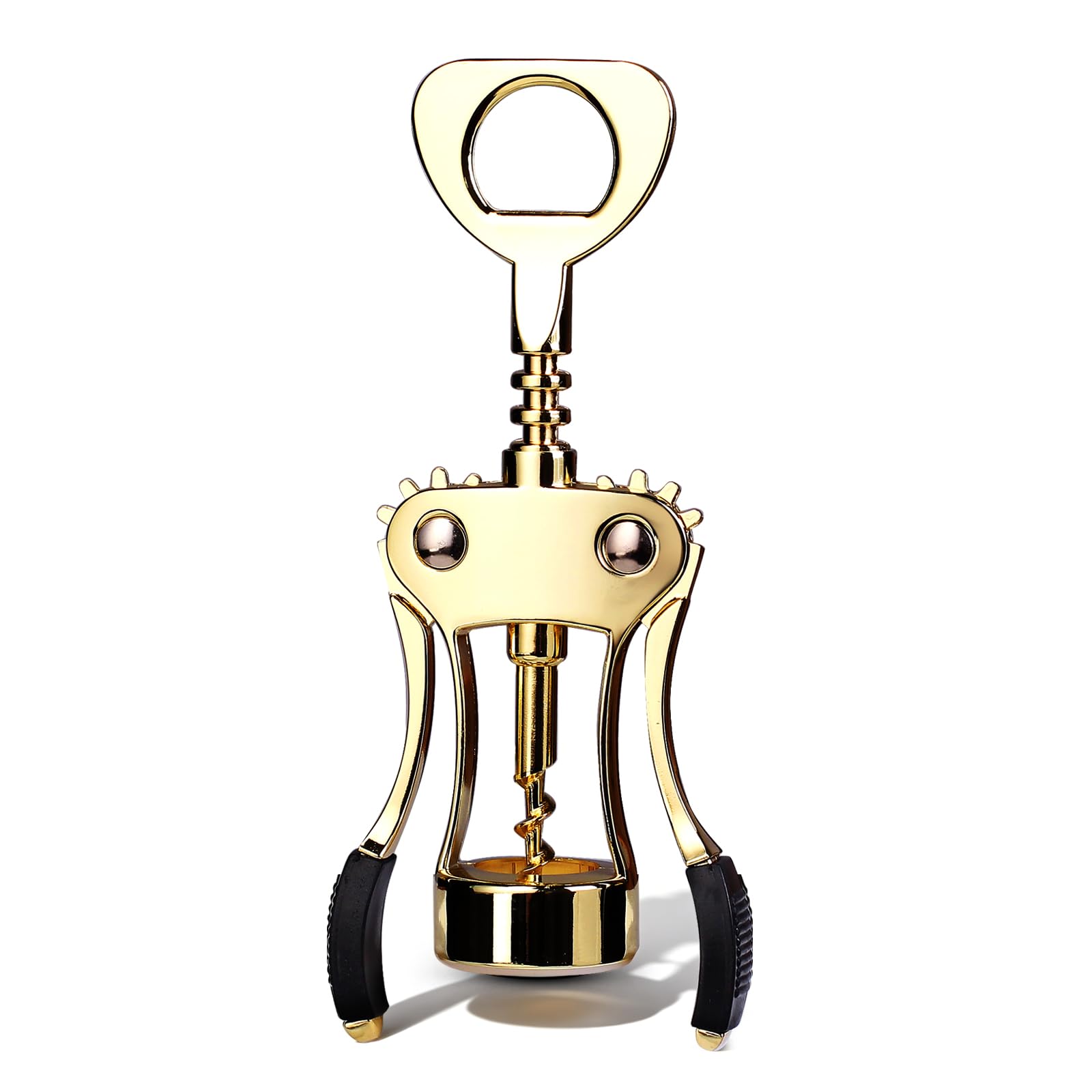 Drincarier Wine Opener, Zinc Alloy Premium Wing Corkscrew with Multifunctional Bottles Opener, Sharp Wine Corkscrew with Ergonomic Non-Slip Wing Handle, Upgrade (Gold)