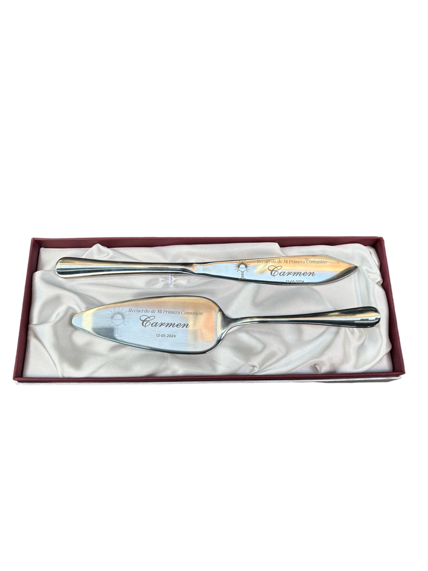 Curia Grabador - Set de Pala y Cuchillo Personalizado para Tarta - Corta tartas con Nombre y Fecha - Juego servidor para pastel de Bodas y Comuniones