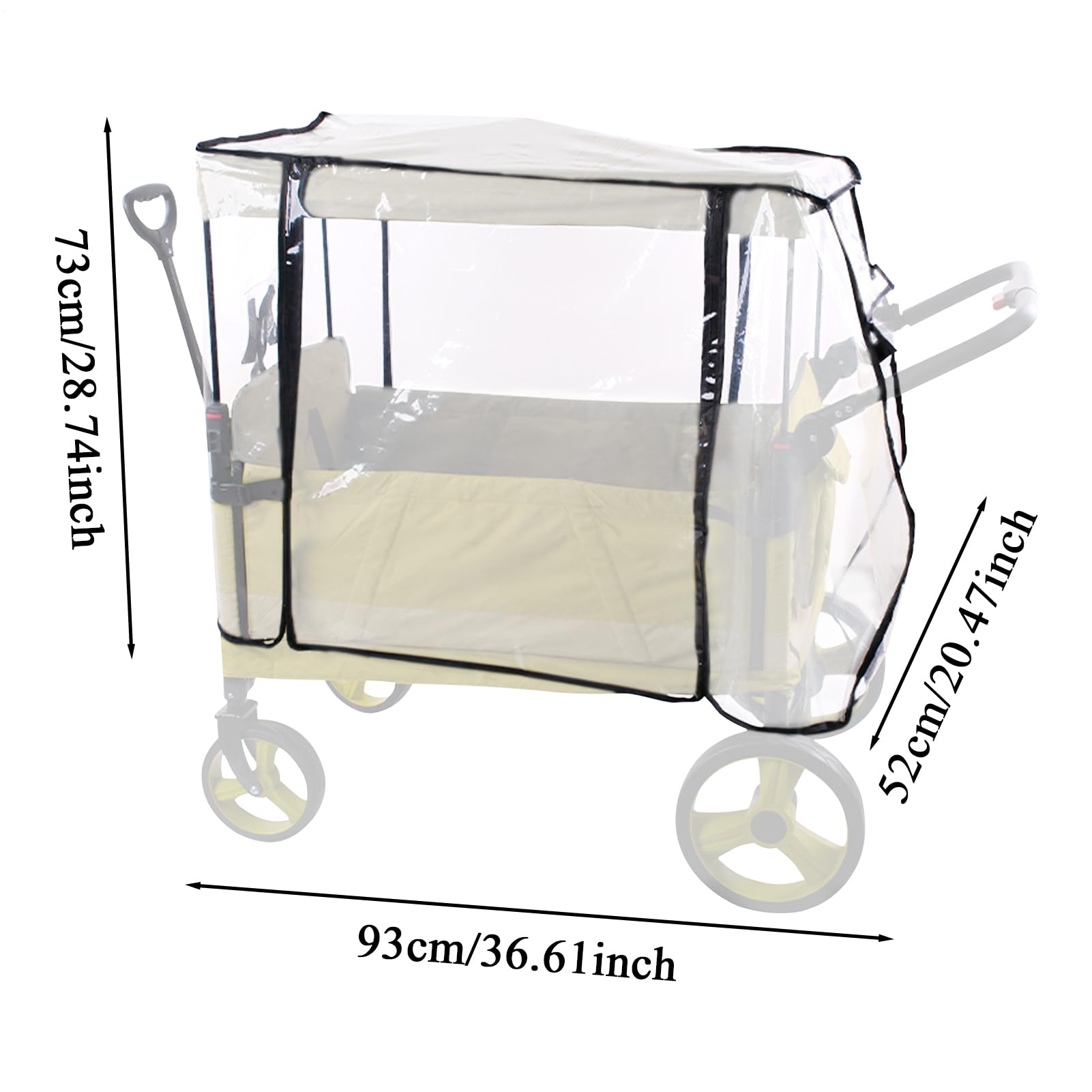 Housse de Pluie pour Poussette Protection Anti-Vent et Canopée Universelle