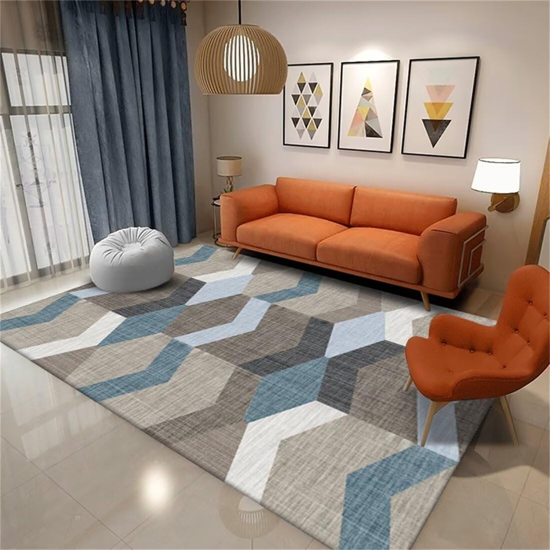 Tapis de jeux gris bleu 140x200cm rectangulaire doux pour chambre d'enfant