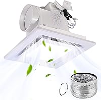 FEITON Quiet 110 CFM Bathroom Exhaust Fan with LED Light, 1.0 Sones, 4-Inch Duct, 110-220V Ceiling Mount Ventilation Fan