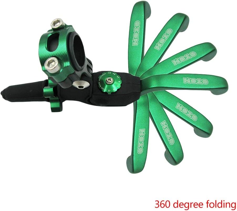 OTOM Universal Motorcycle Aluminum 7 Gear Foldable Clutch Lever Adjustable Handle Clutch 7/8" 22mm for Dirt Bike Mini Bikes ATV Scooter (Green)