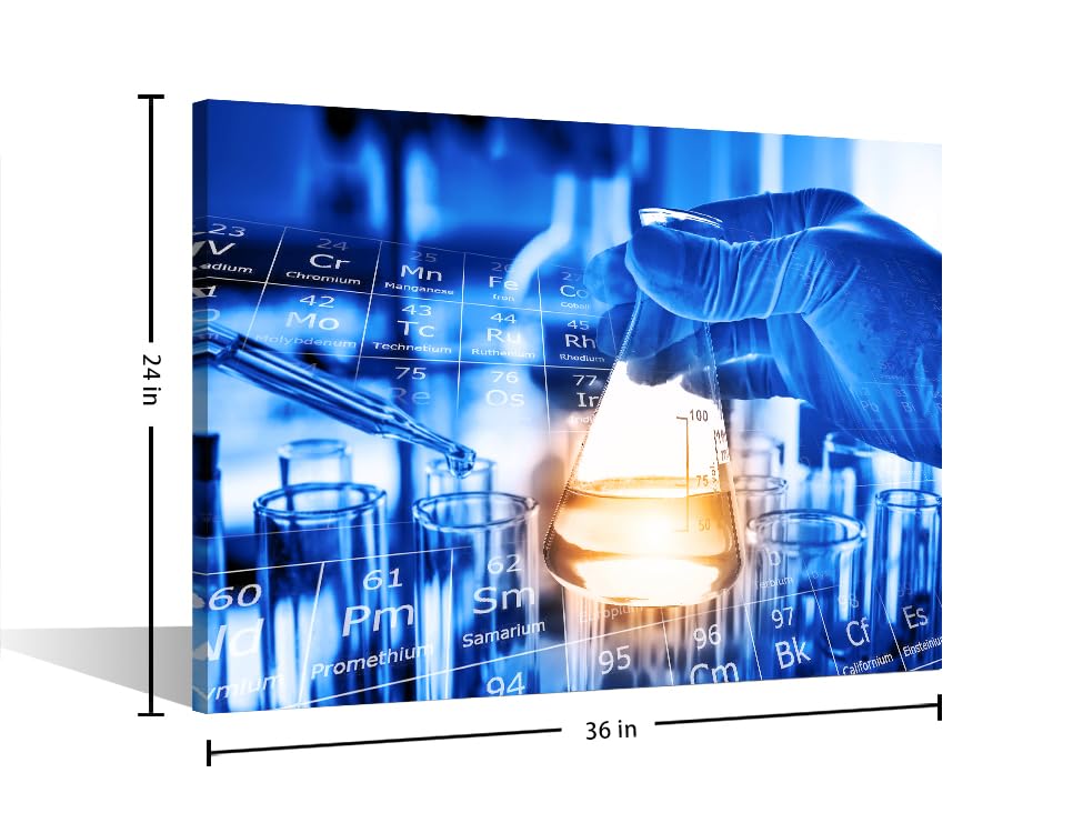 Image of Canvas Wall Art Clinical Laboratory Artwork Pictures Wall Art 1 Panel Scientist Hand Holding Test Tubes Laboratory Research Posters and Prints Wall Art for Living Room Framed Ready to Hang , 24 inchWx36 inchH