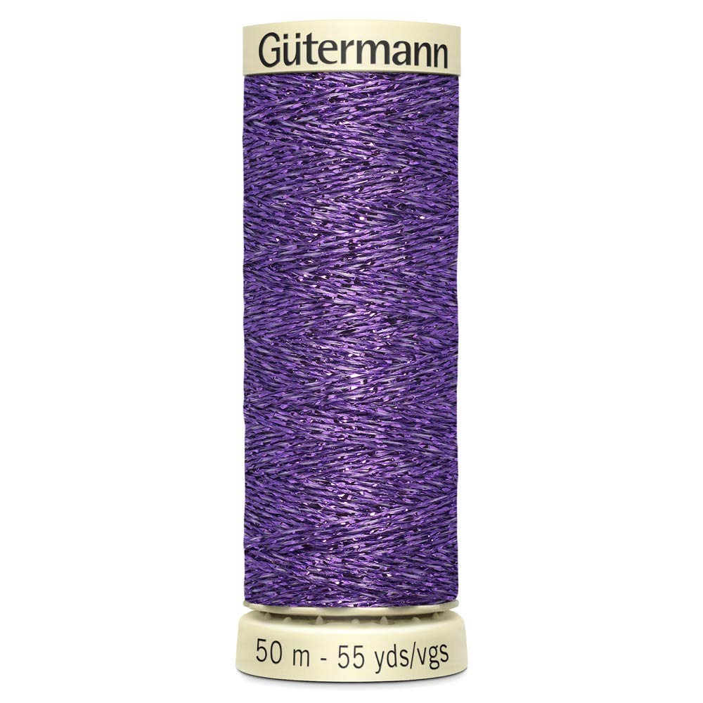 Gütermann 571 - Purple Gutermann Decorative Metallic Thread For Cross-Stitch, Embroidery, Applique And General Sewing - Colour - 1 X 50M Spool