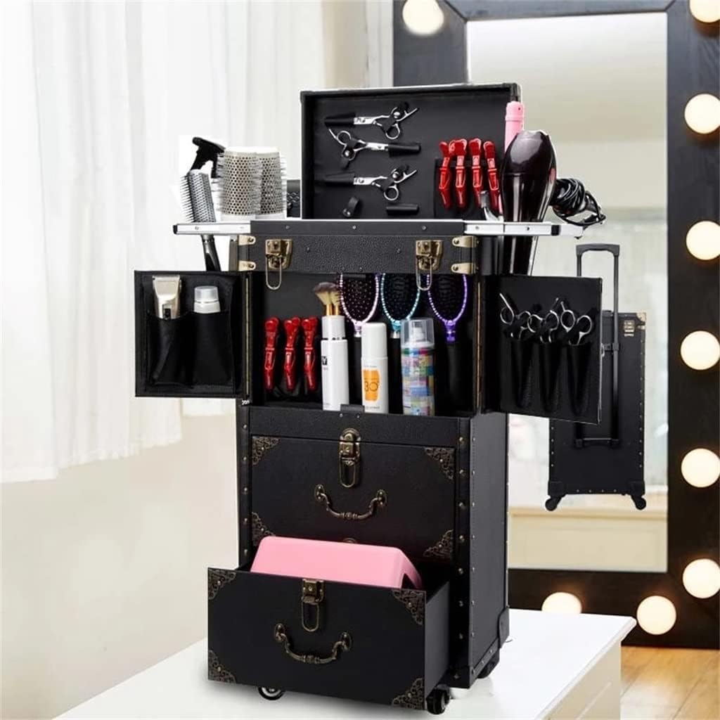 PVC Hard Shell Large Capacity Designer Cosmetic Case Multifunctional Rolling Luggage Multi-layer Storage Box