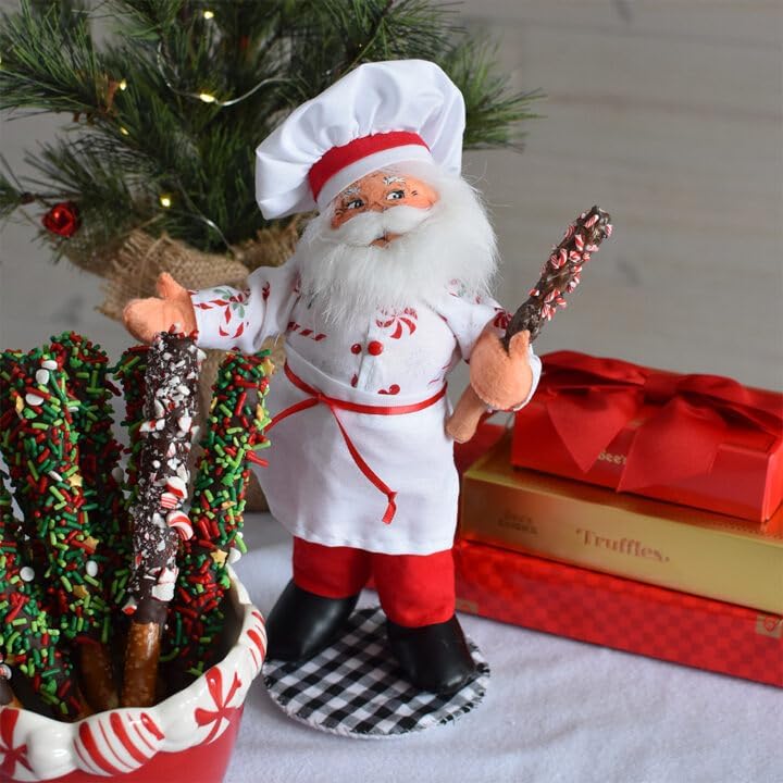 Annalee Candy Cane Lane Santa, 9 inch Collectible Figurine