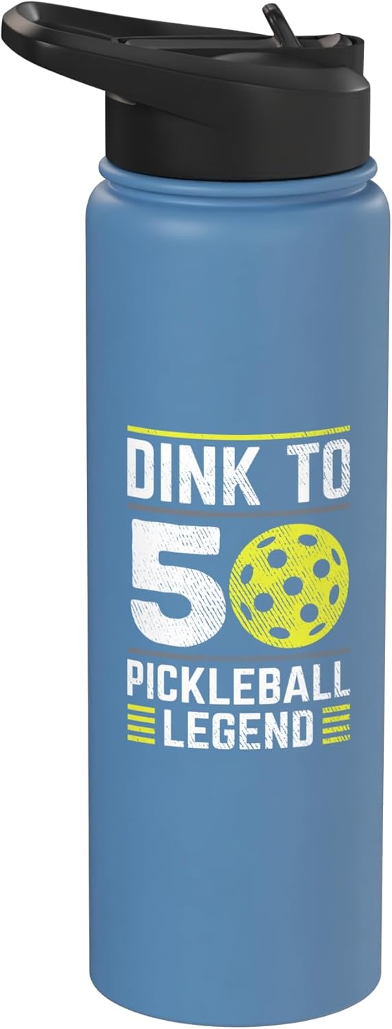Funny Pickleball 50th Birthday 50 Years Old Loves Pickleball Stainless Steel Insulated Water Bottle