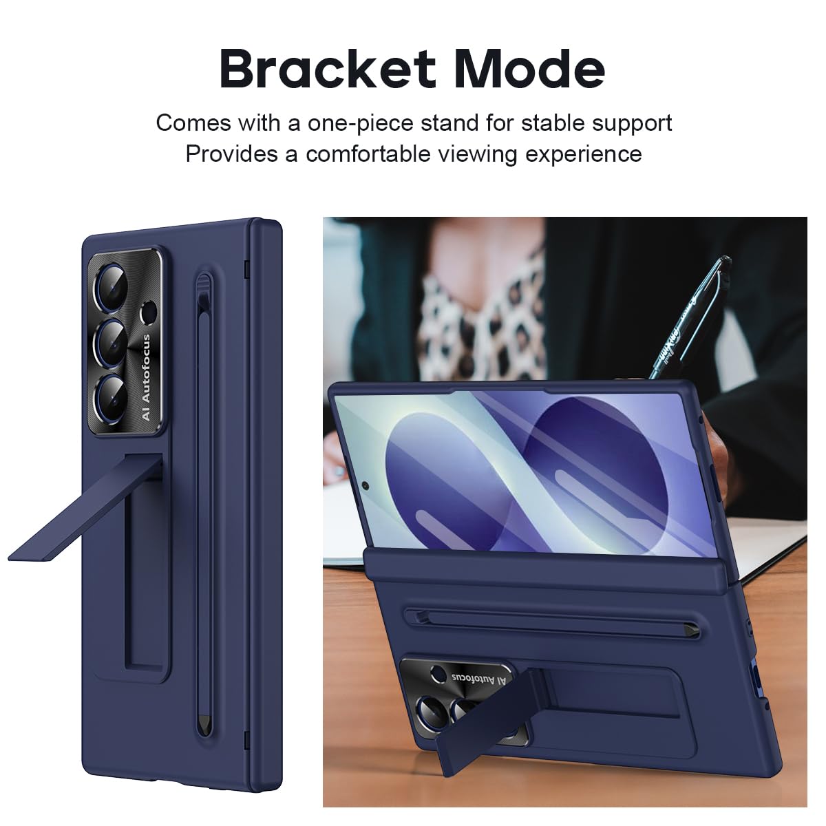 BRAND SET Etui do Samsung Galaxy Z Fold8 Ultra z wbudowaną osłoną ekranu, podpórka, uchwyt na długopis, ochrona zawiasów, odporna na wstrząsy obudowa PC, niebieskie