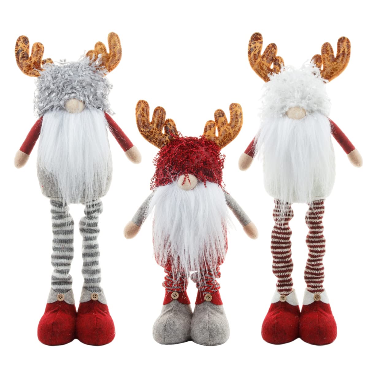 Hilif Gnomi di Natale con gambe elastiche in peluche lavorato a maglia Babbo Natale fatto a mano Natale Gonk Nano Elfo Figurine Decorazione da tavolo perla casa senza volto Bambole Regali Ornamenti(D)