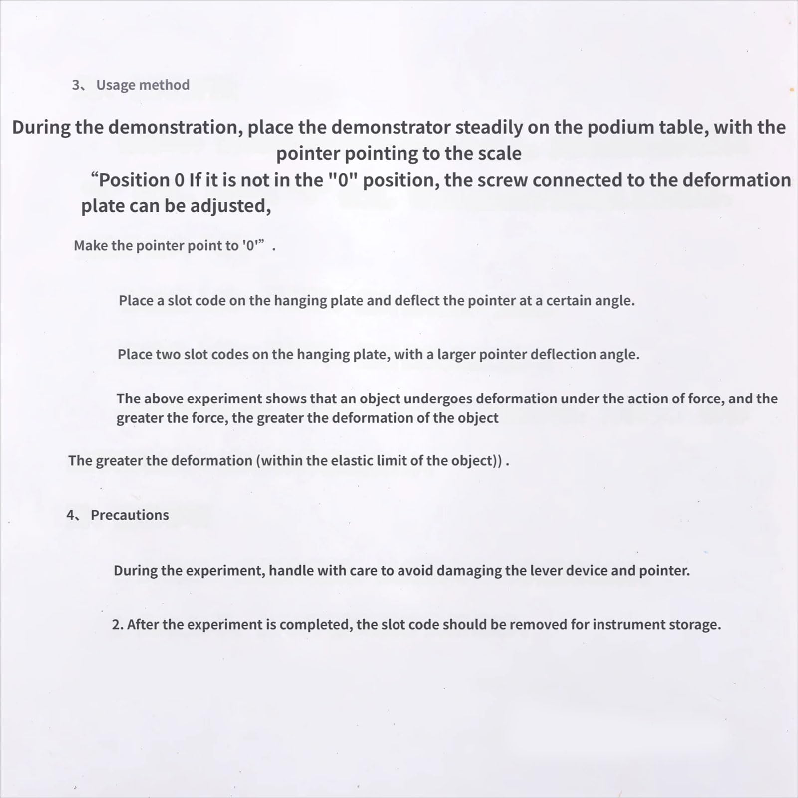 Ayuda para la enseñanza de física Demostrador de deformación de palanca óptica de metálico para experimentos en Demostrador de deformación de laboratorio de ciencias
