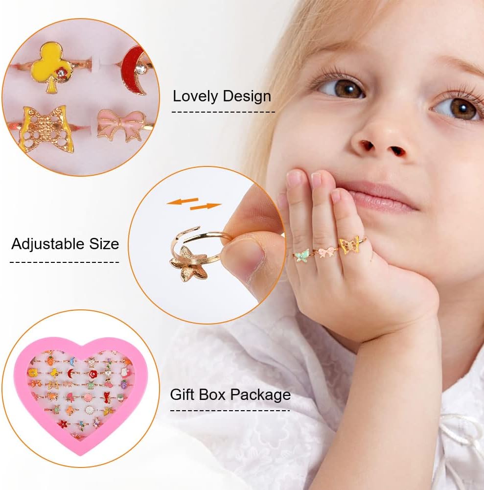 Osdue 36pcs Little Girls Jewel Rings