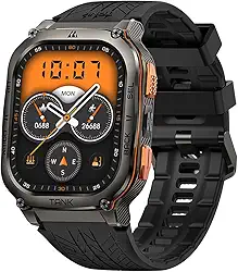 KOSPET Relógio inteligente Tank M3 Ultra com GPS, 50M à prova de água, bússola, pressão do ar, altitude, aço inoxidável completo, chamada Bluetooth, ecrã AMOLED sempre activo de 1,96'', voz AI