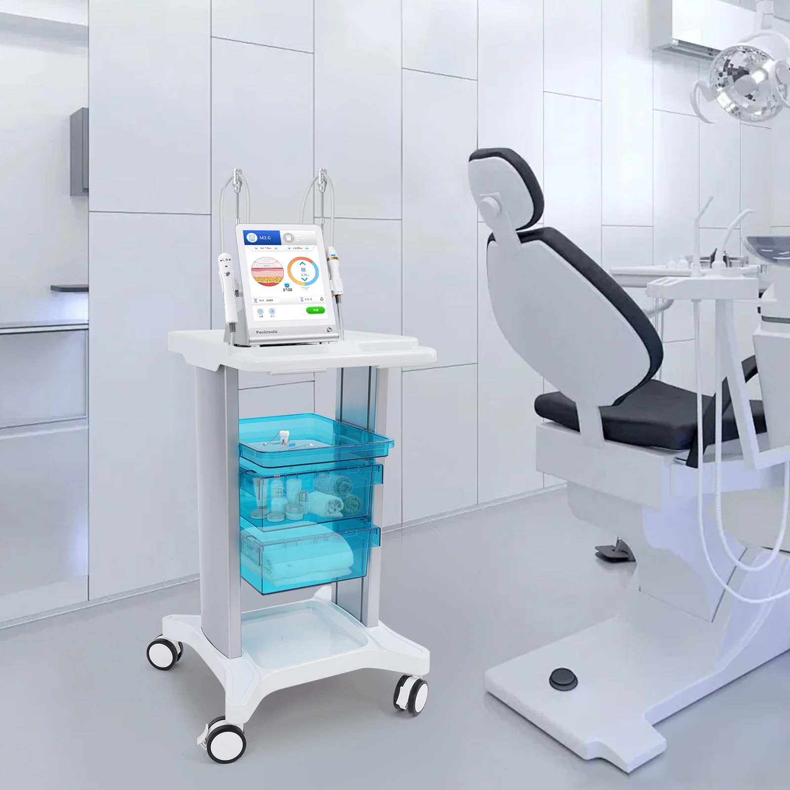 Carro multifuncional con cajones, carrito de laboratorio, carrito médico, carrito de cosméticos, material ABS, capacidad de carga de 100 kg, para uso privado y comercial
