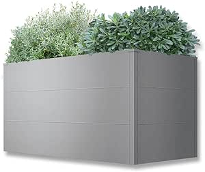 Metzler Hochbeet für den Garten – Stahl in Grau | Witterungsbeständiges Metall-Gartenbeet, Pflanzenbeet, Blumenhochbeet | 150 x 75 x 77 cm