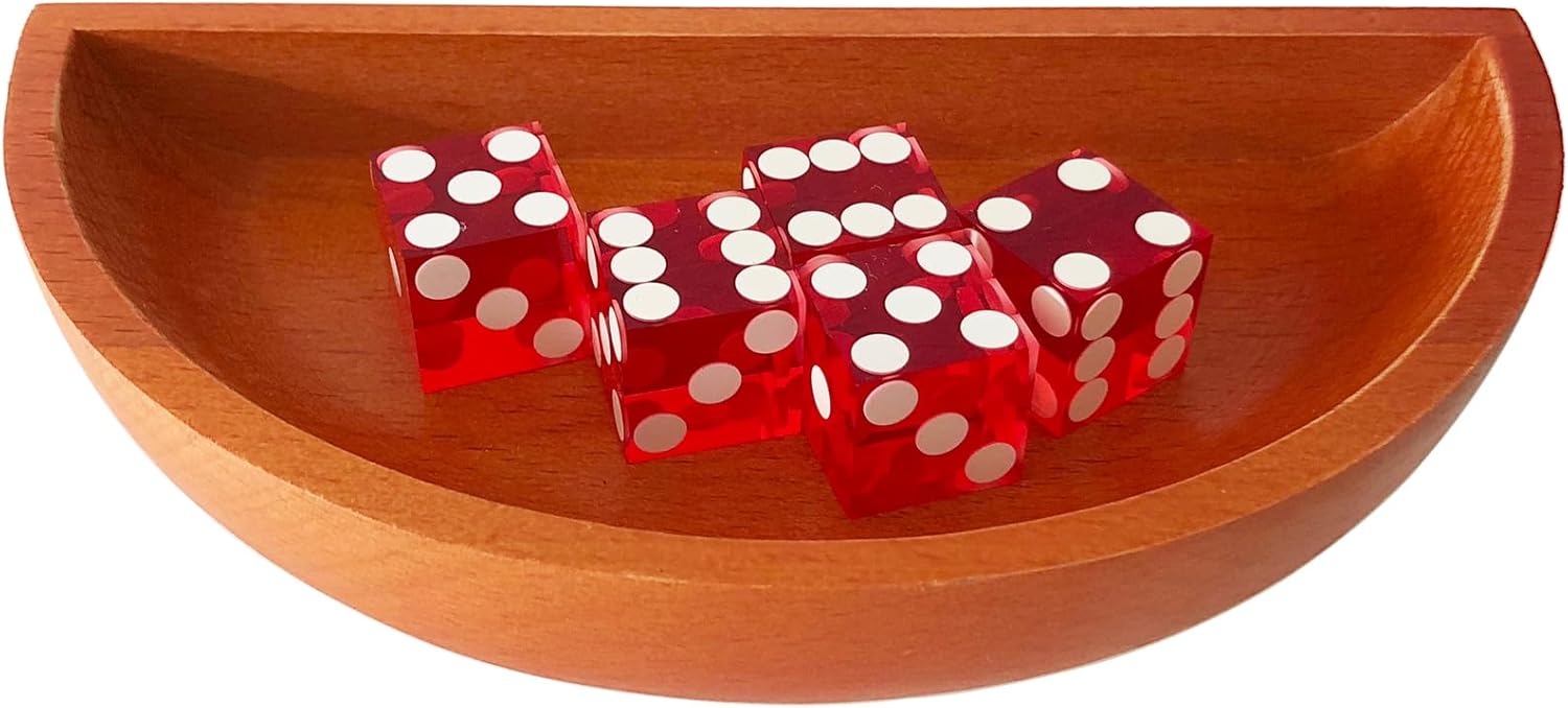 Yuanhe Craps Dice Boat Tray - Wood Casino Dice Bowl Holder Storage Pouch for Craps Game Table