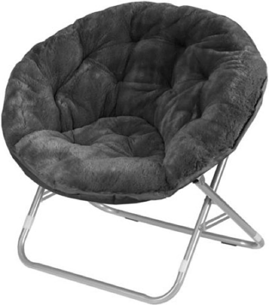 Very Comfortable Mainstays Faux-Fur Saucer Chair (Black)