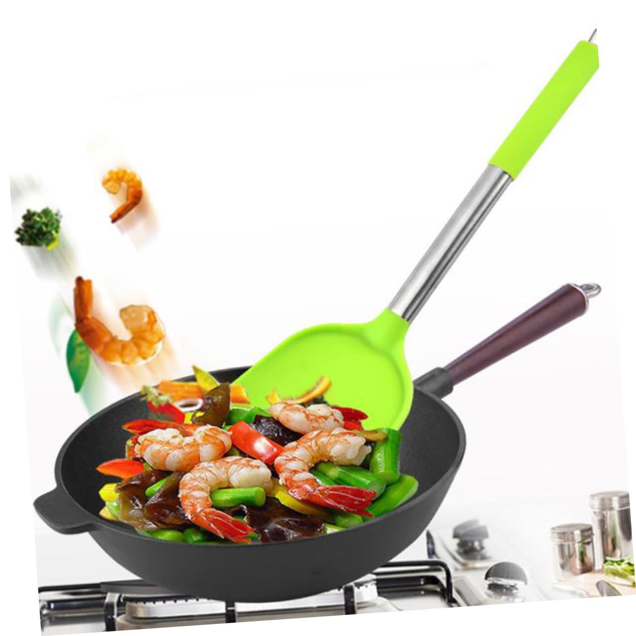 Set Utensili Cucina Silicone 7 Pezzi Manico Acciaio Inox