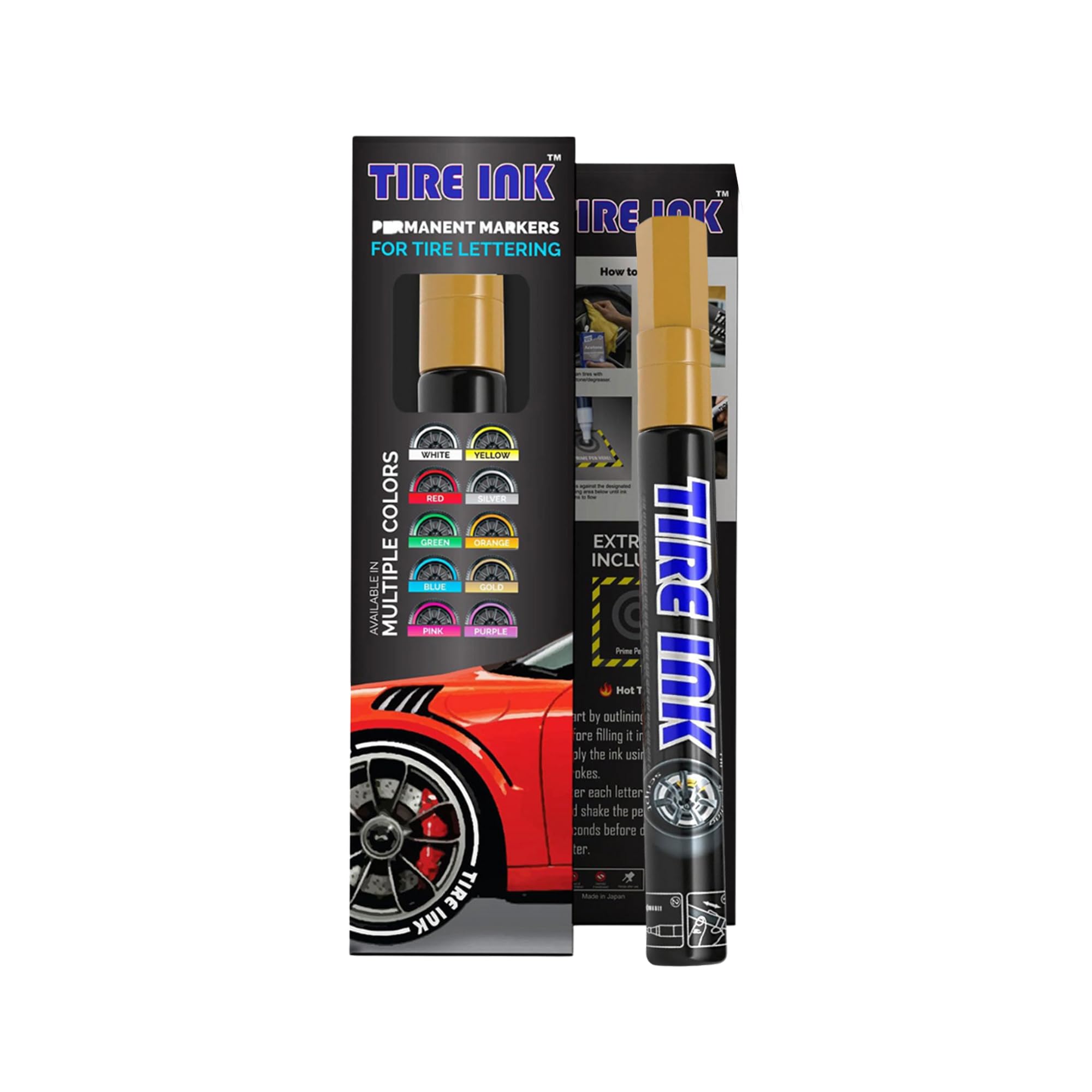 Paint Pen Gold - Waterproof Permanent Paint pens for Car Wheels Lettering | Car Wash Safe and Durable | Made in Japan (Pack of 1)