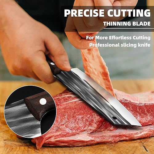 Miniatura 2 de 5Cr15 Stianless Steel Chef Knives Forging Hammer Finished Blade Kitchen Butcher Knife Meat Vegetable Chopping Knife for HomeRestaurant 75 Inch