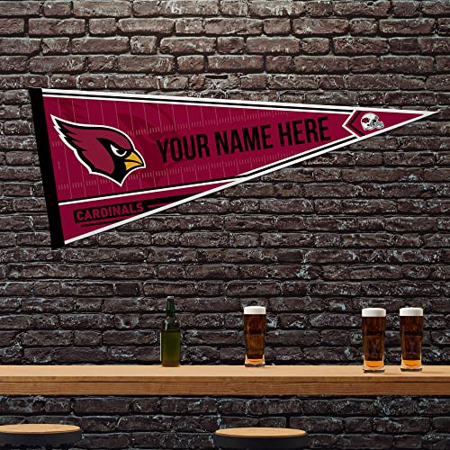 Image of Rico Industries NFL Football Arizona Cardinals Personalized - Custom 12 inch x 30 inch Soft Felt Pennant - EZ to Hang