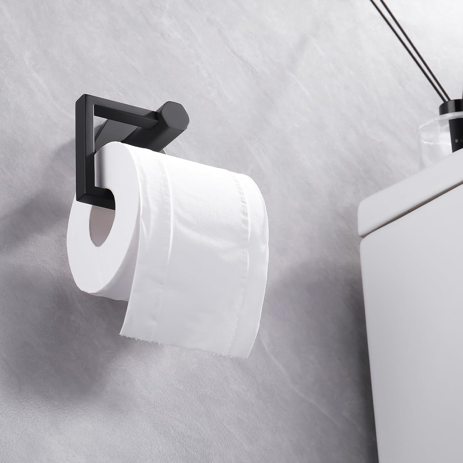 GERZWY Bathroom Toilet Paper Holder Stainless Steel Paper Towel Dispenser Tissue Roll Hanger Wall Mounted, Matte Black image 3