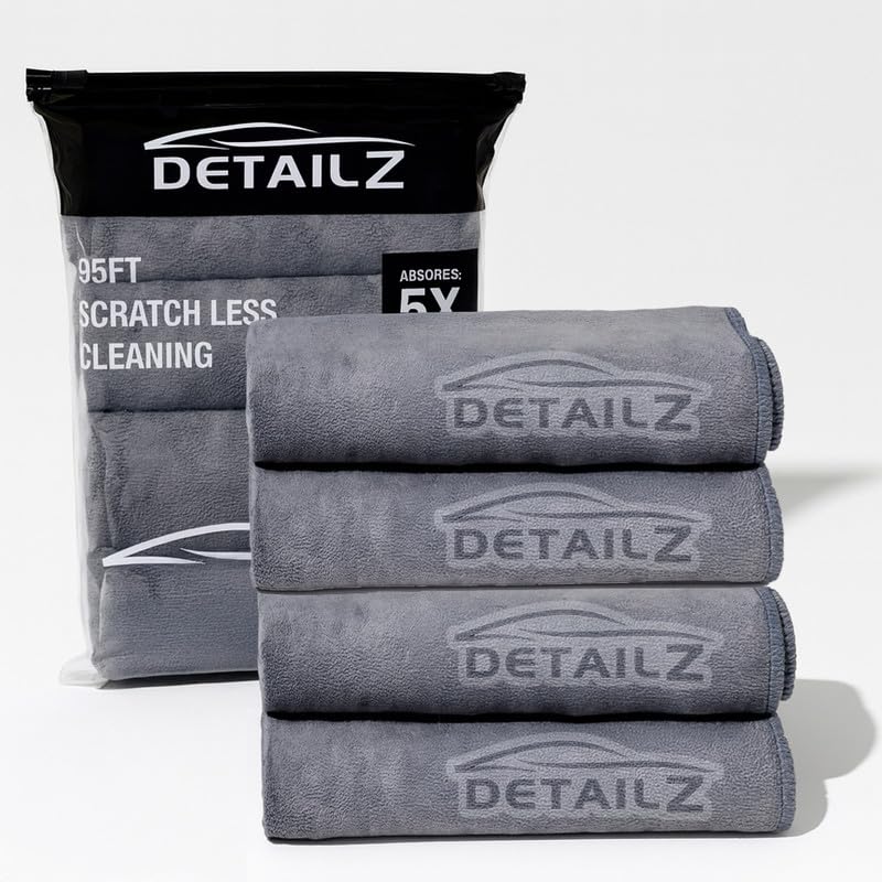 DETAILZ Microfiber Car Cleaning Cloth - Soft 380 GSM Large-40x40 CM Microfiber Cloth for Car and Bike - Suede Border for Scratchless Drying and Detailing, Pack of 4-image-22