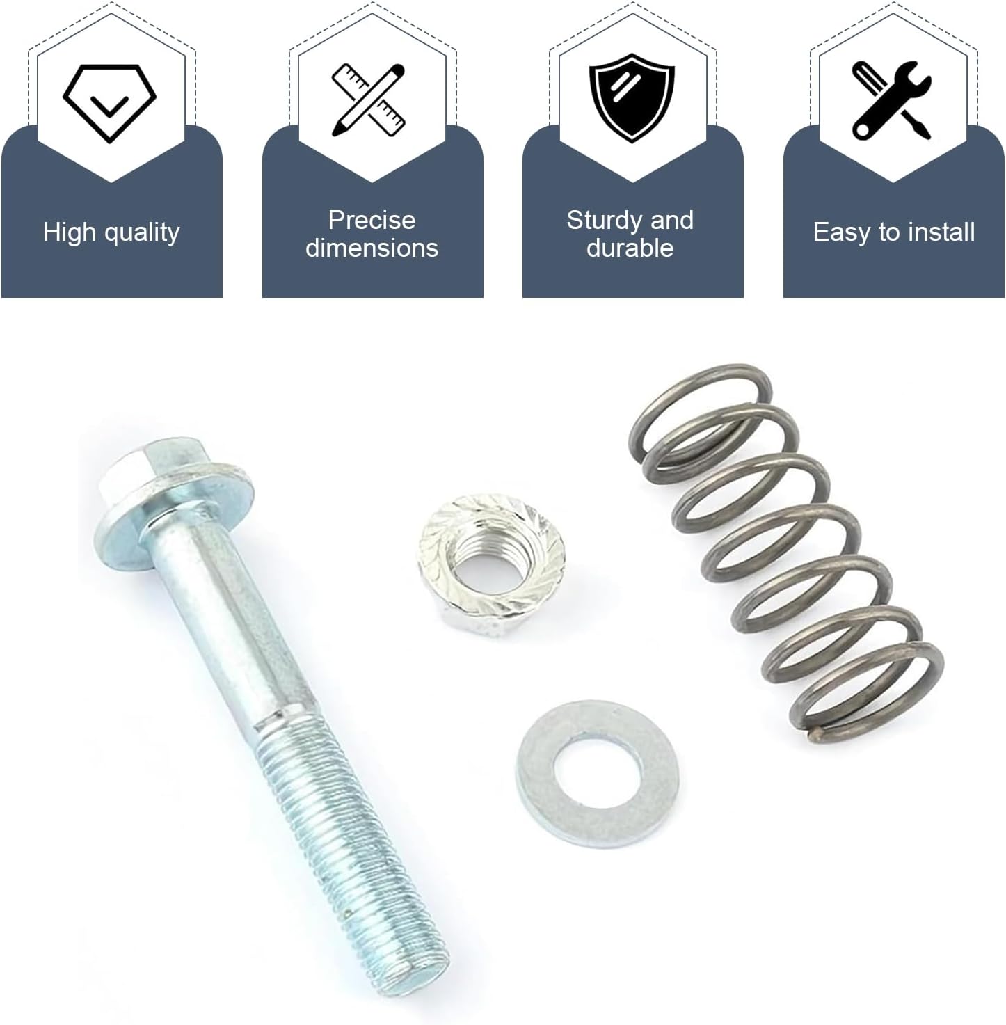 2PCS M10x1.5 Exhaust Manifold Bolts, Stainless Steel Flange Exhaust Bolts and Nuts Kit with Springs for Muffler System Repairing, Universal Muffler Studs Replacement Car Accessories