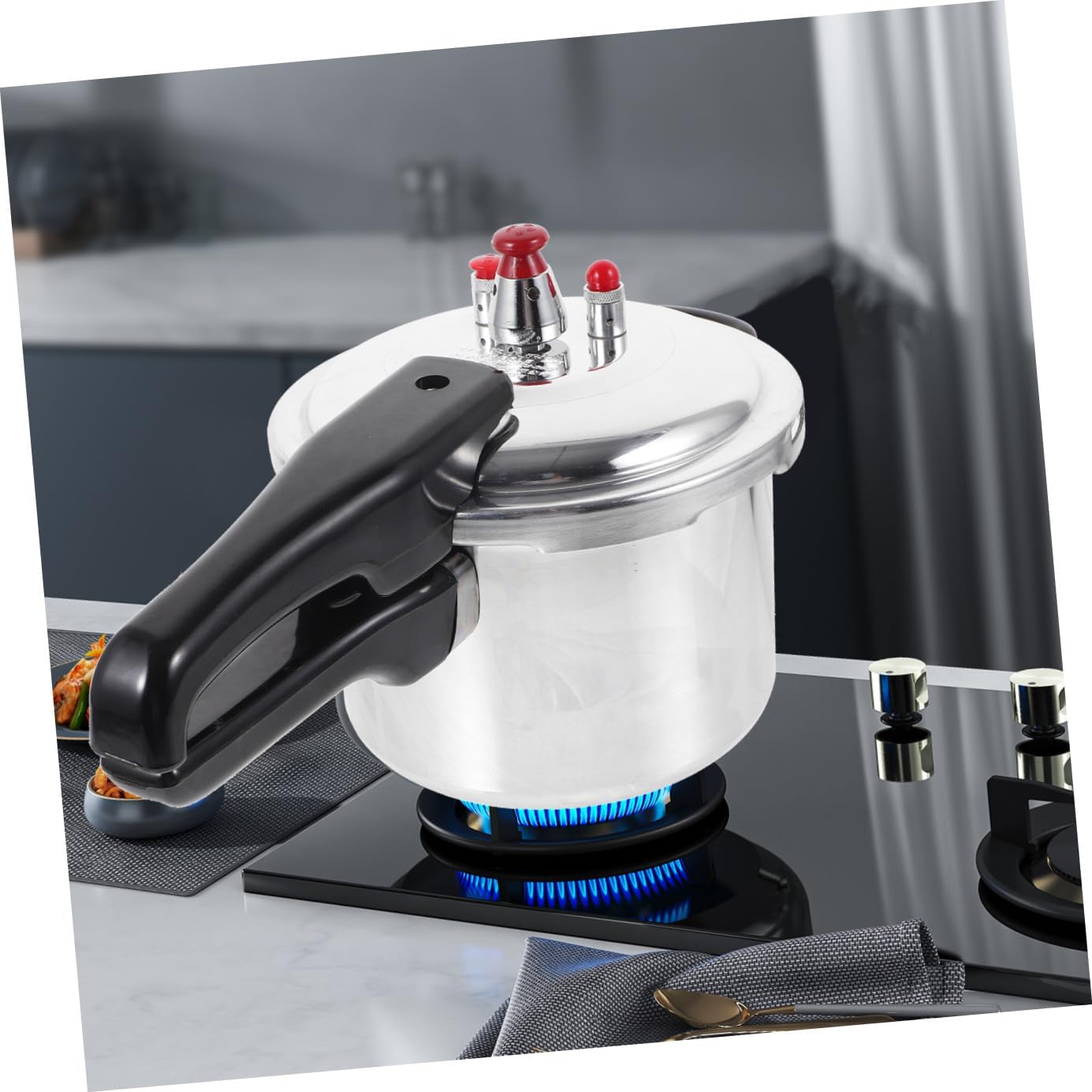 High Pressure Cooker with Composite Base for Gas and Induction Stoves Energy-saving Kitchen Pot for Fast Cooking Compact Pressure Pot for Households and Side Dishes