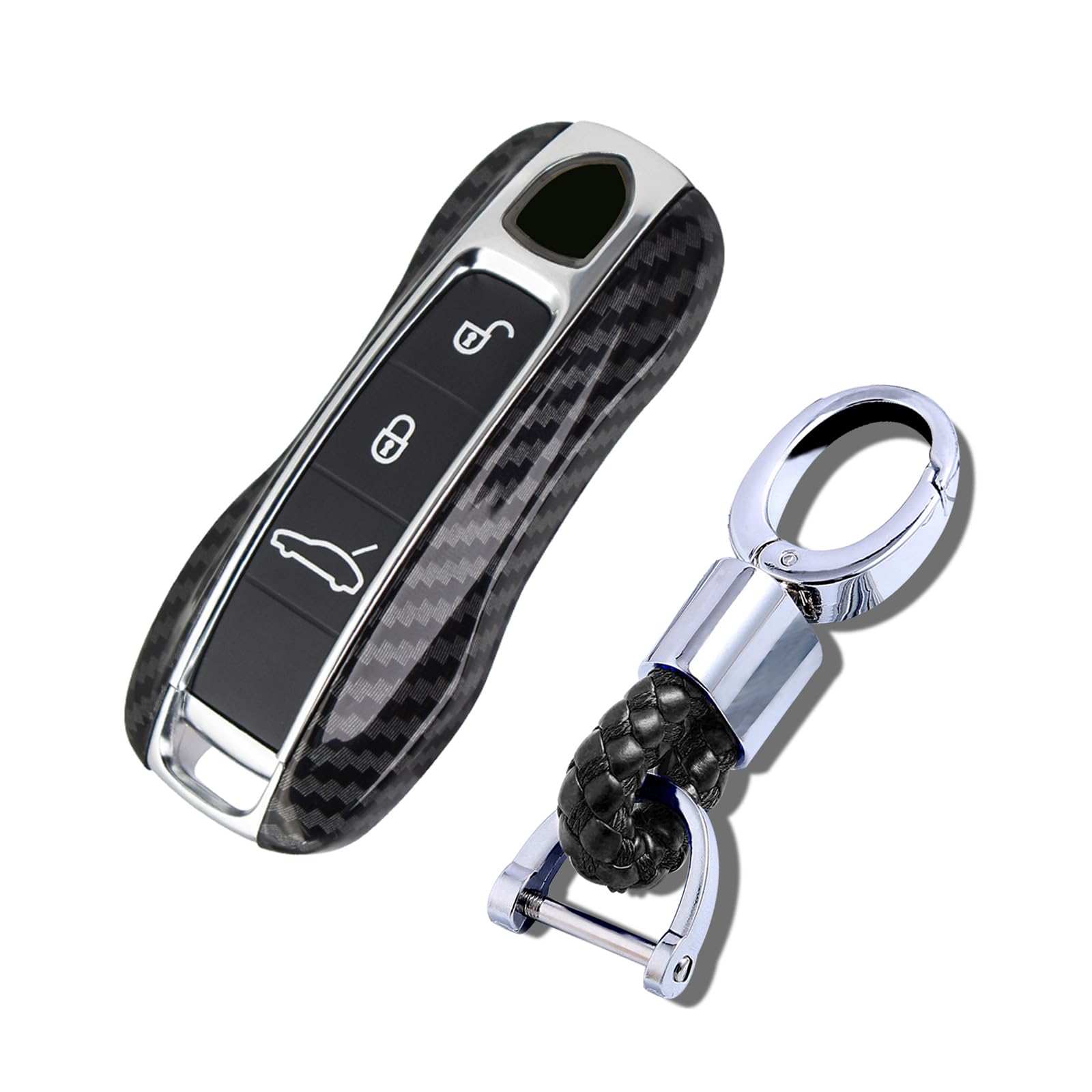 ontto Etui na kluczyki samochodowe pasuje do Porsche Cayenne Panamera Macan 911 Carrera Taycan 2019-2020 plastikowa skrzynka na klucze etui na klucze etui -włókno węglowe czarne