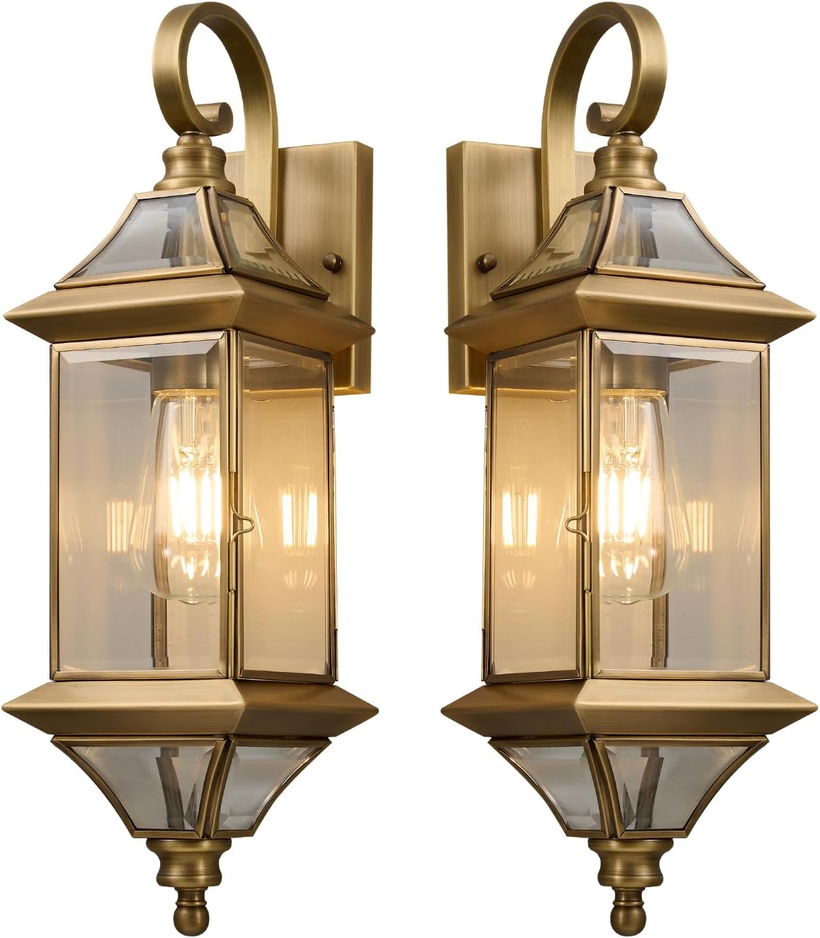 Brass Waterproof Exterior Wall Sconces 2-Pack - Rustproof Wall-Mounted Lanterns with E26 Socket, for Front Door Patio Yard