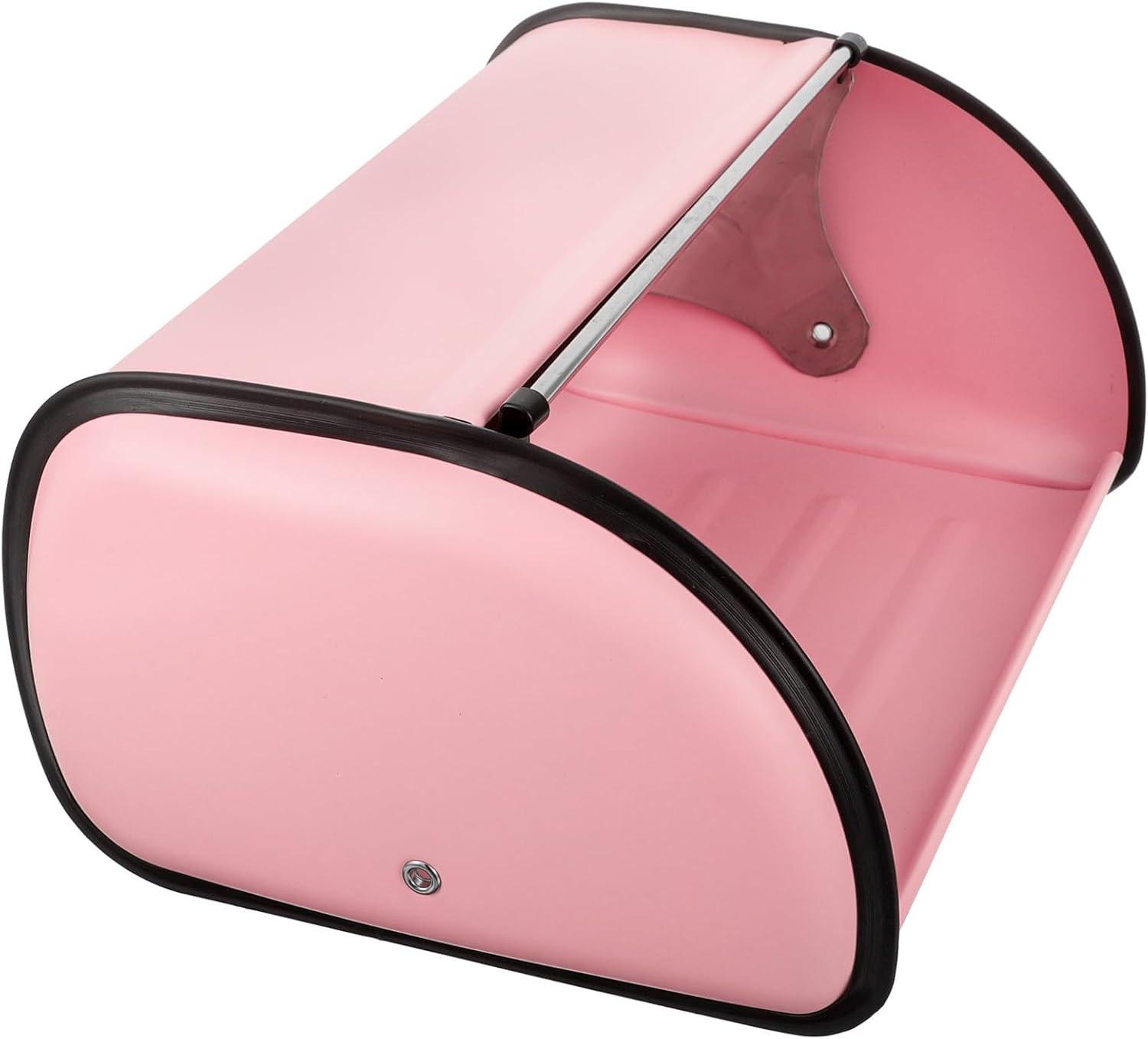 Metallic Pink Bread Box with Window Small Drum-shaped Kitchen Bread Storage Container for Countertop for Home Bakery and Cake Storage