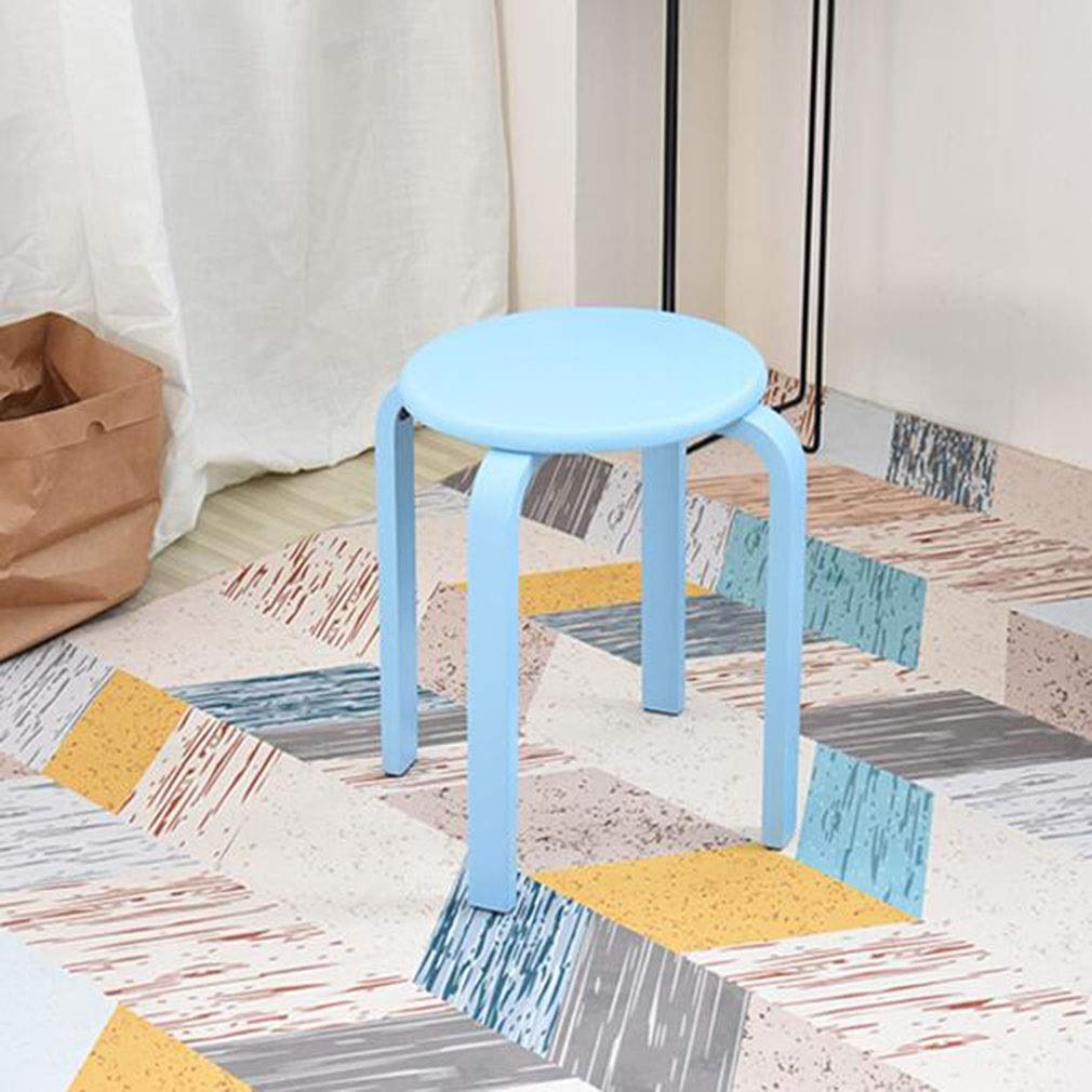 Taburete redondo de madera nórdica apilable con 4 patas