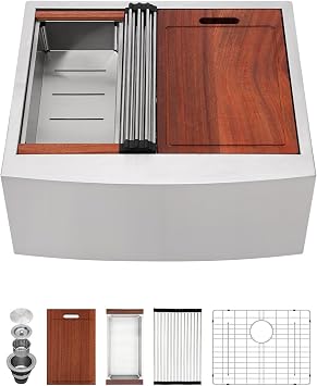 24 Farmhouse Sink - Sarlai 24 Inch Kitchen Sink Stainless Steel 16 Gauge Ledge Workstation Apron Front Single Bowl Luxury Kitchen Farm Sink