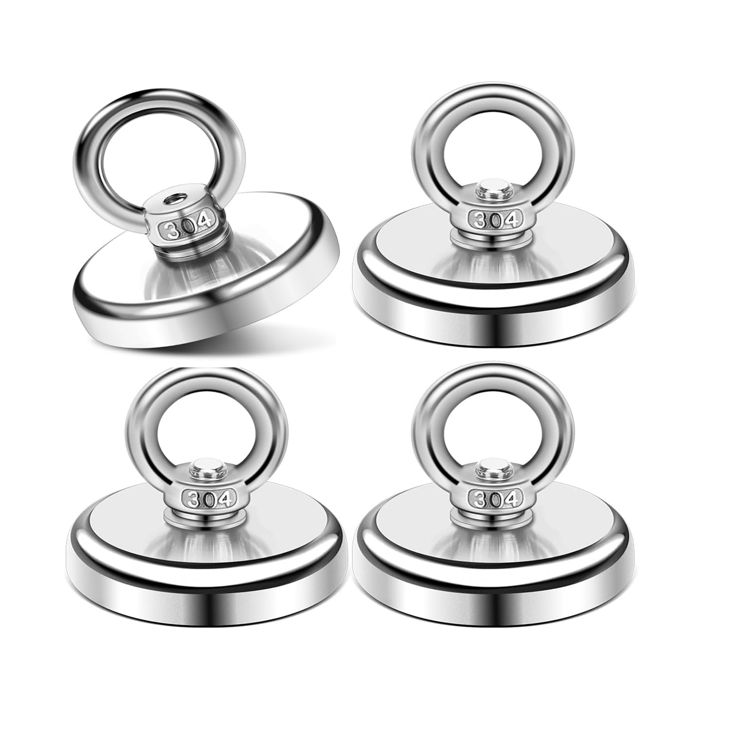 Imanes neodimio 45KG 32mm 4 Piezas con Perno de ojo para exteriores