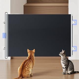 Retractable Dog Gate, Retractable Stair Gate for Baby, No Drilling, Retractable Pet Gates, Extendable Anti-Dog Jump Screen Staircase No Drilling Fence, Sliding Mesh Fence Protective Barrier