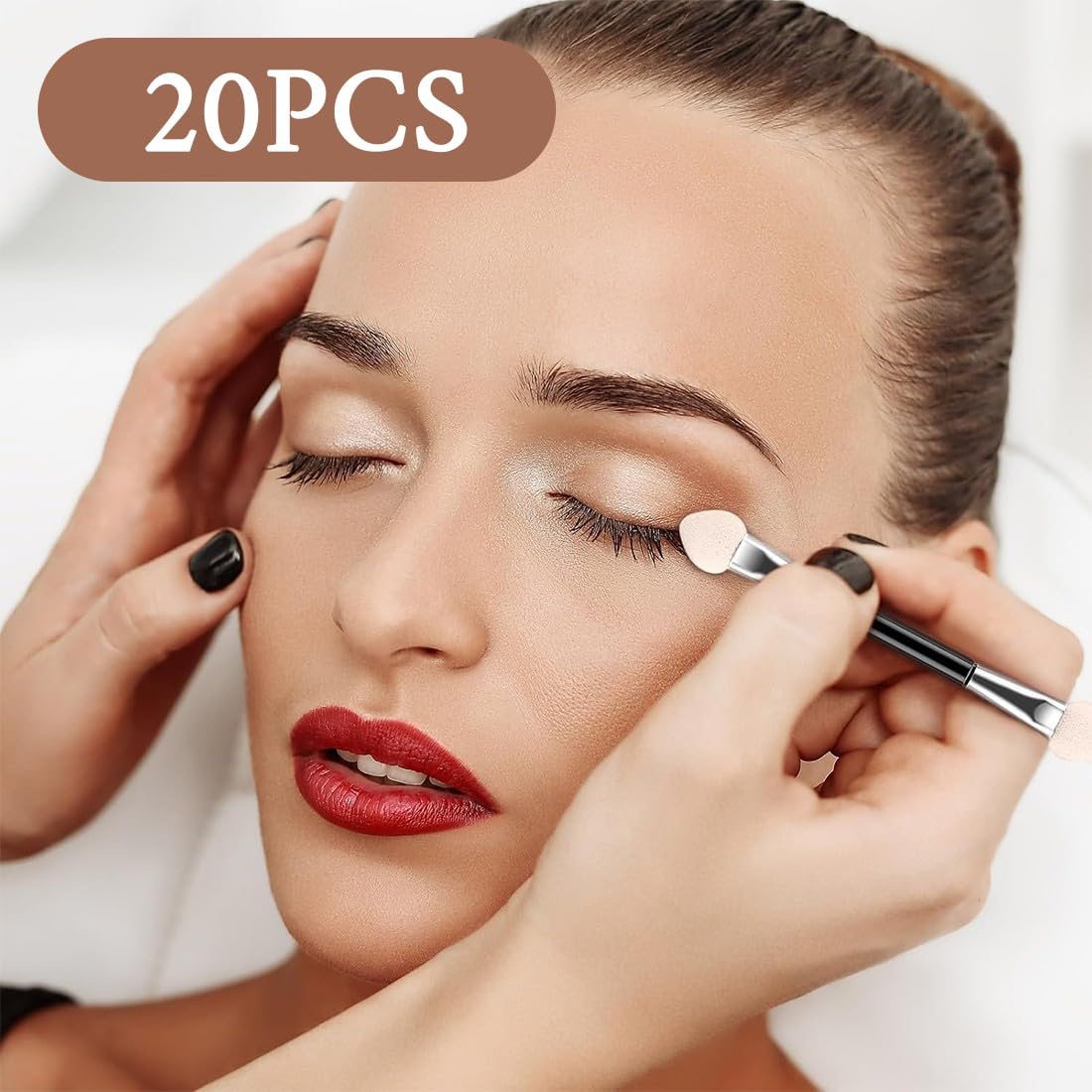 Aplicador de Maquillaje Doble Punta, Sombra para Ojos, Mini Esponja, 20 Piezas