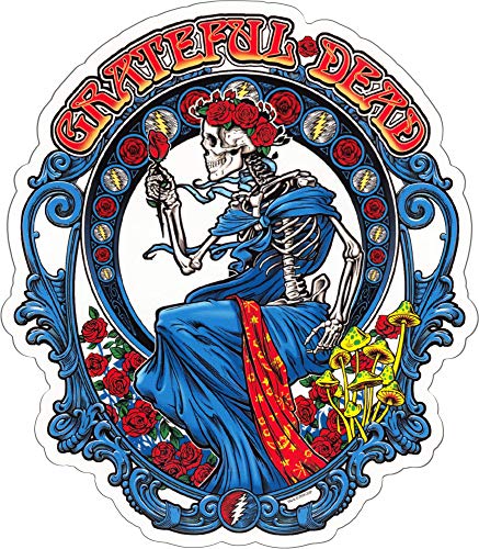 Image of Grateful Dead Vintage Mucha Style Bertha in Blue Dress Transparent Die-Cut Sticker/Decal