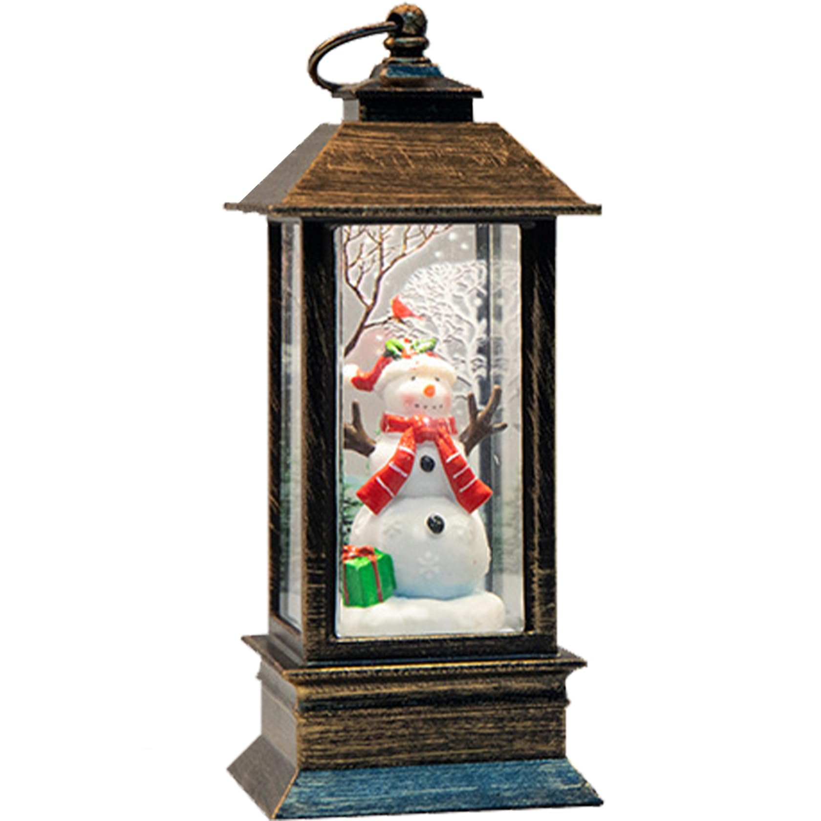Outdoor Christmas Decorations Christmas Lantern with Led Vintage Hanging Christmas Glitter Lantern Battery Operated Tree Snowman Santa Claus Christmas Lanterns Indoor for Table Bedroom Style 1