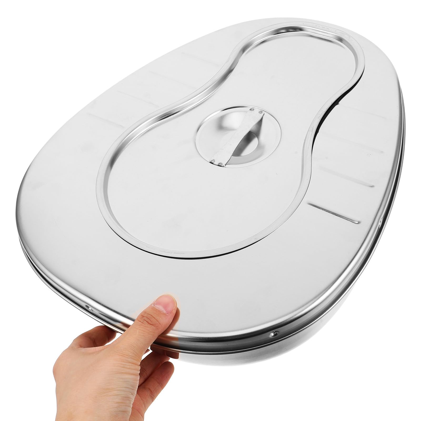 POPETPOP Orinal de Acero Inoxidable para Ancianos con Tapa, Gran Capacidad, Cómodo para Mujeres Mayores, Adecuado para Uso en Casa y Residencias de Ancianos